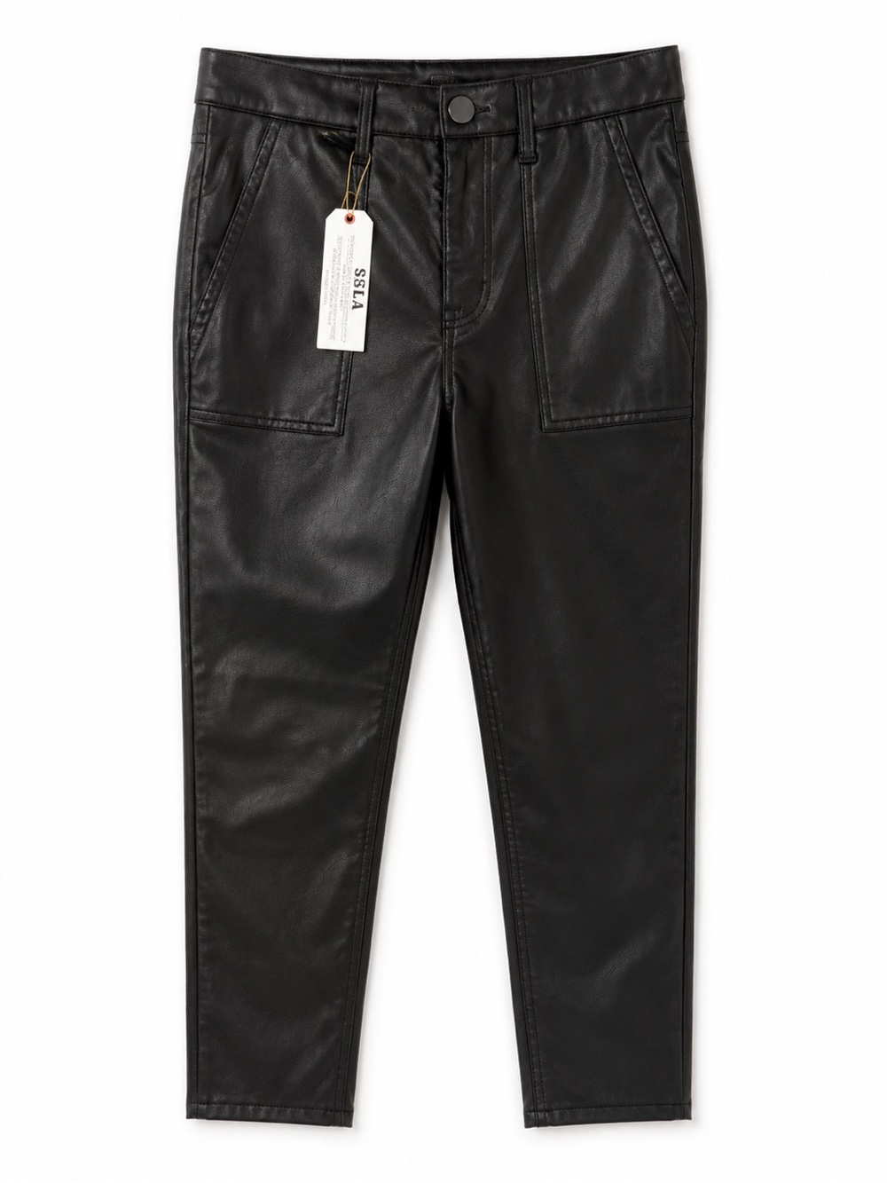 Sanctuary Faux Leather Pants Black High Rise Slim Leg Size 28 NWT